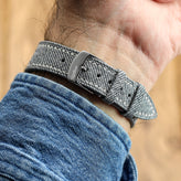 Arbour Hand-Stitched Denim Design Genuine Leather Watch Strap - Grey