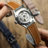 Arbour Hand-Stitched Denim Design Genuine Leather Watch Strap - Grey