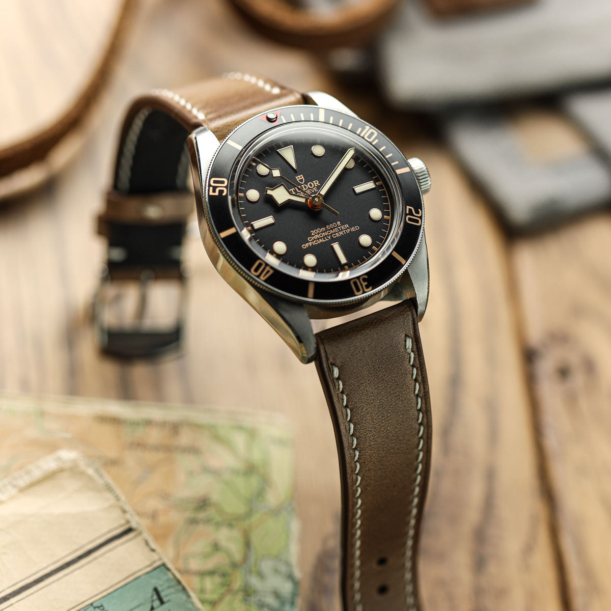 The Horween Chromexcel® Watch Strap - Light Brown on Tudor BB58