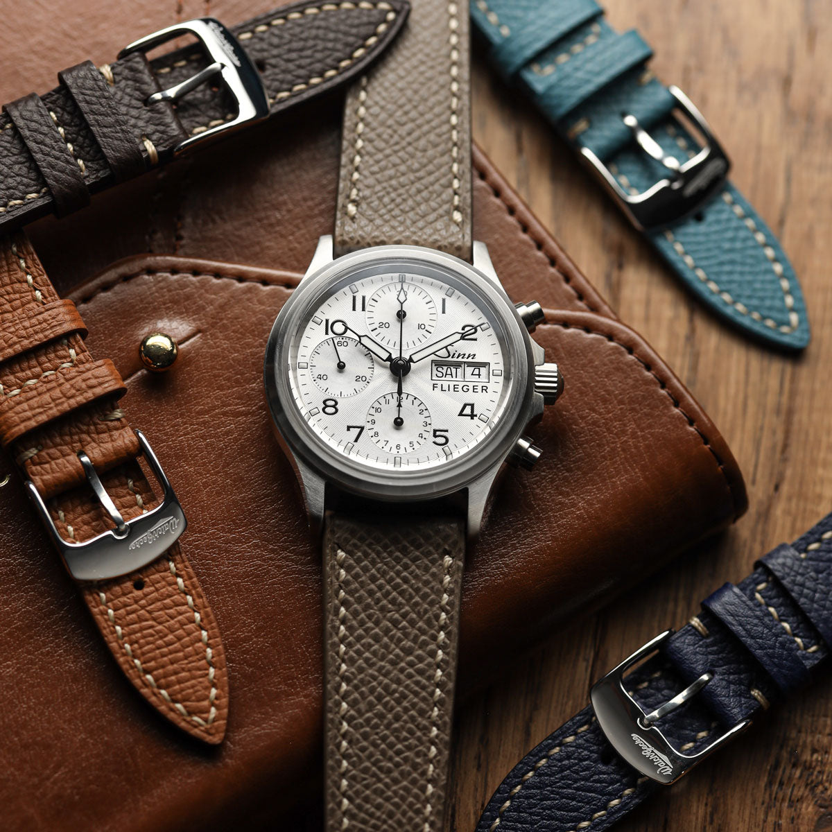 Hanley Epsom Leather Watch Strap - Taupe on Sinn