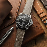 Hanley Epsom Leather Watch Strap - Taupe on Rolex Submariner