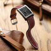 Bourton Hand-Stitched Genuine Italian Leather Watch Strap - Bordeaux on Second Hour