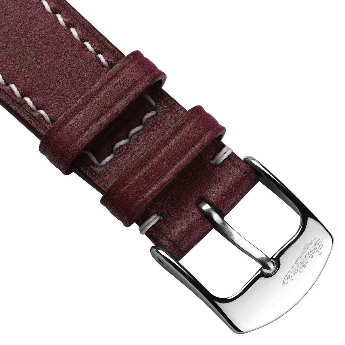 Bourton Hand-Stitched Genuine Italian Leather Watch Strap - Bordeaux