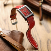 Bourton Hand-Stitched Genuine Italian Leather Watch Strap - Poppy Red on Second Hour