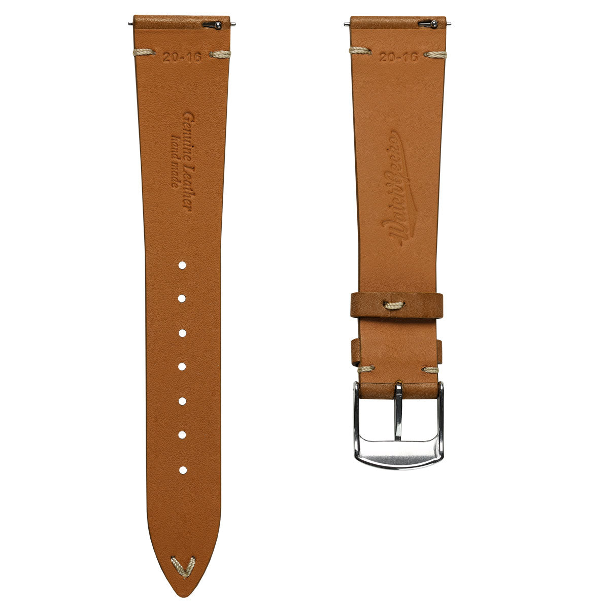 Charlbury V-Stitch Genuine Italian Leather Watch Strap - Gold