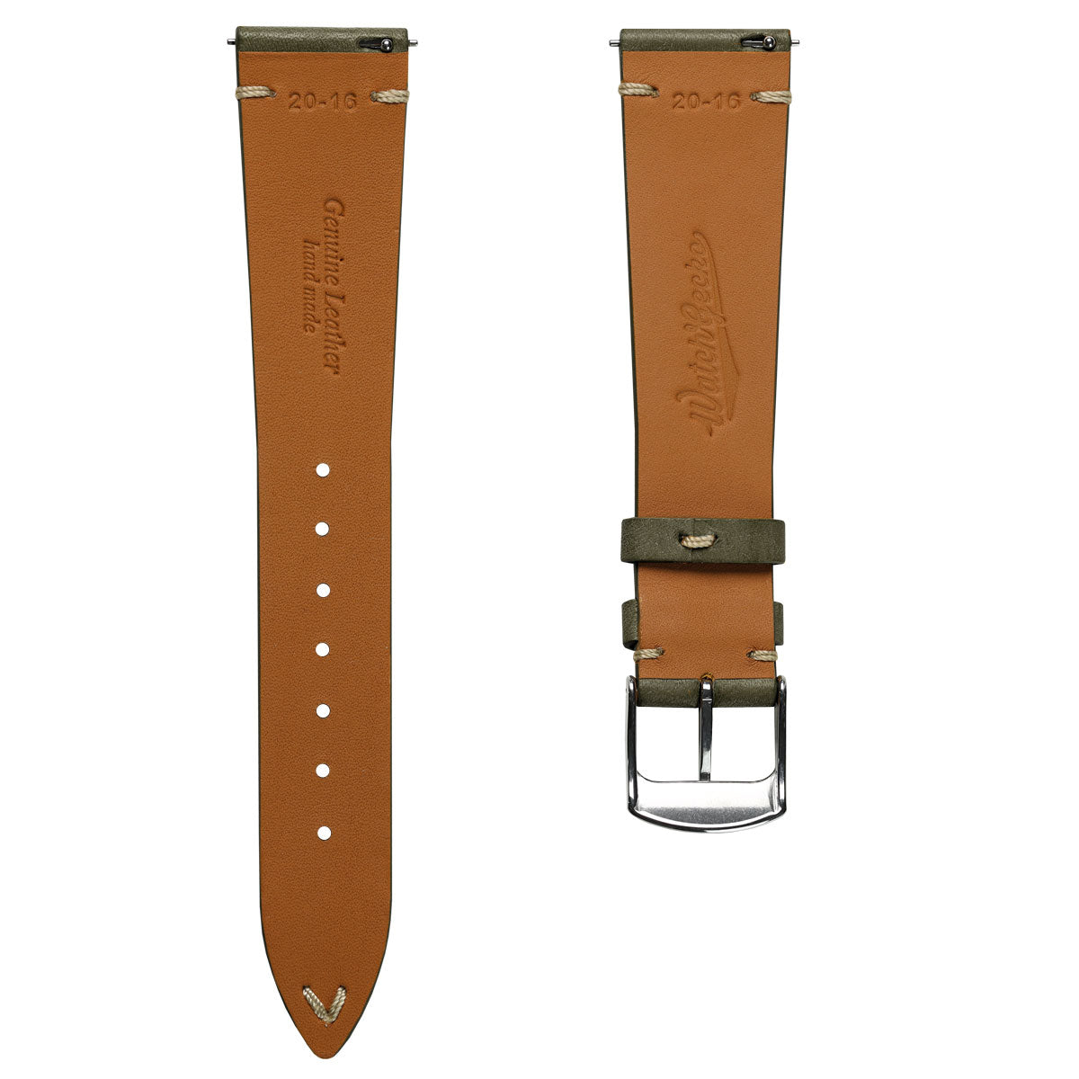 Charlbury V-Stitch Genuine Italian Leather Watch Strap - Ash