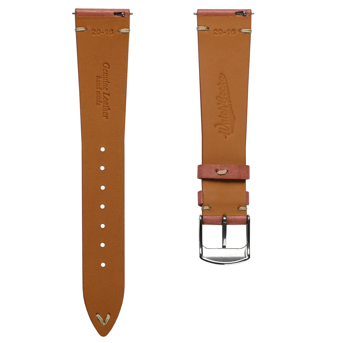 Charlbury V-Stitch Genuine Italian Leather Watch Strap - Rose