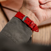 Charlbury V-Stitch Genuine Italian Leather Watch Strap - Poppy Red