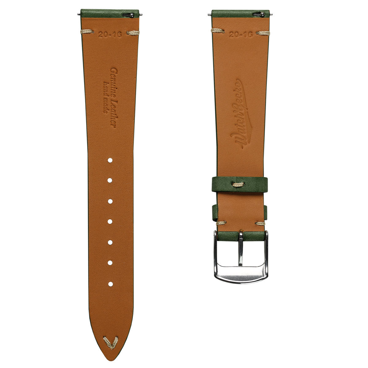 Charlbury V-Stitch Genuine Italian Leather Watch Strap - Seaweed