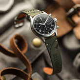 Newham Inverted Horween Shell Genuine Leather Watch Strap - Olive Green on Sinn