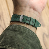 Newham Inverted Horween Shell Genuine Leather Watch Strap - Hunter Green