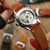 Finsbury Minerva Box Genuine Leather Watch Strap - Poppy Red