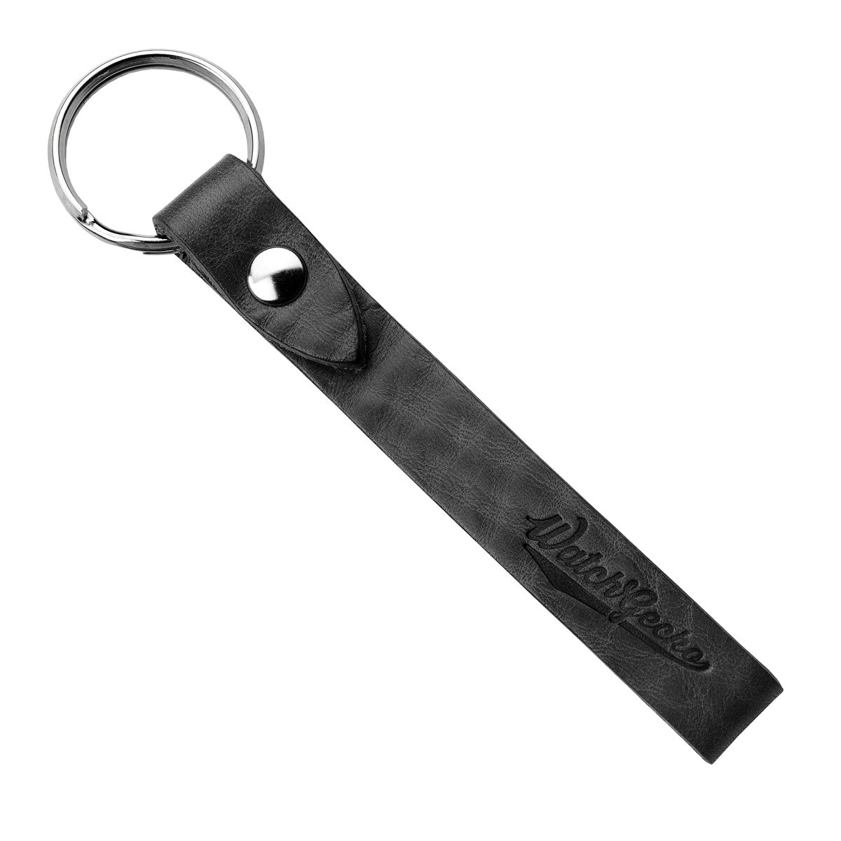 WatchGecko Branded Leather Keyring - Black