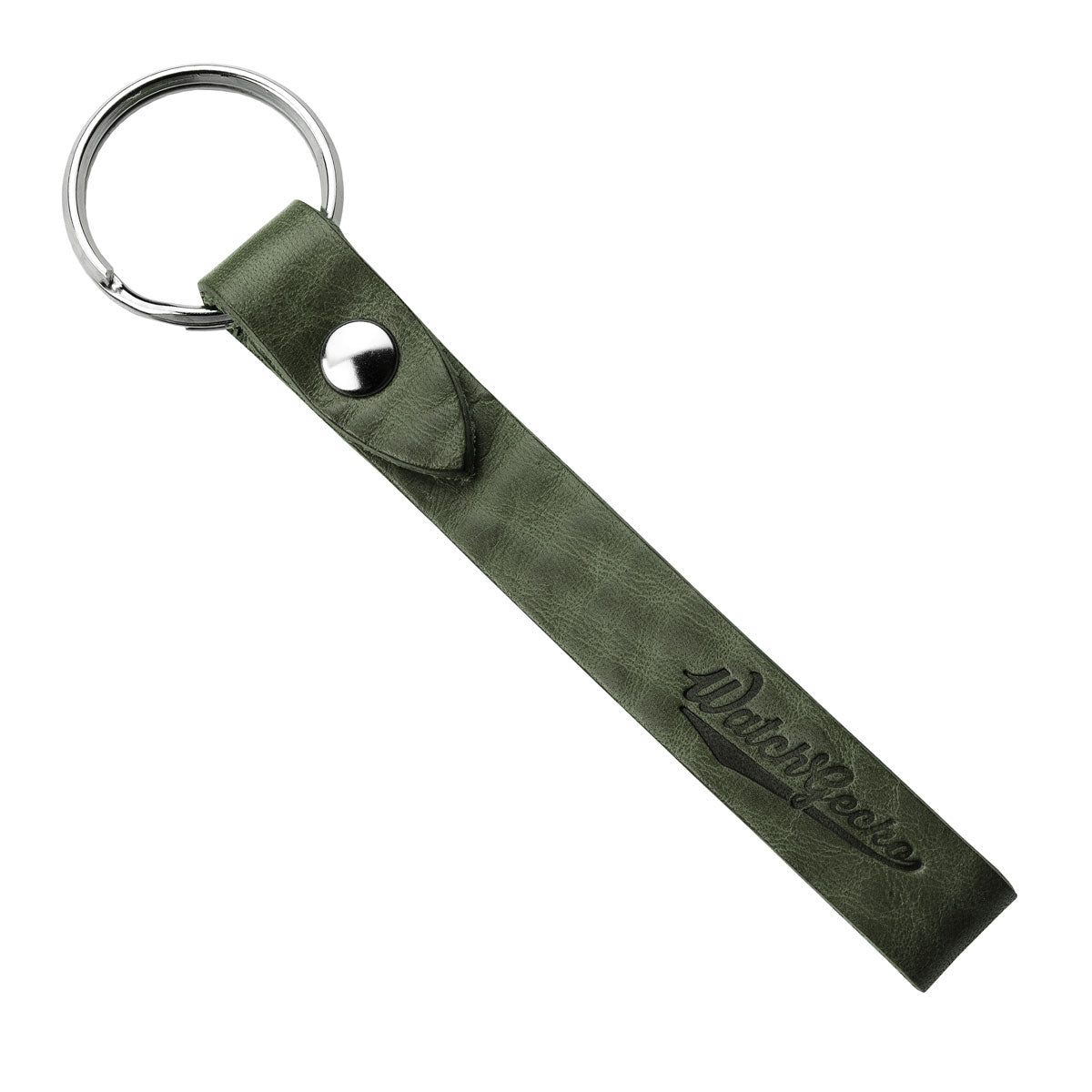 WatchGecko Branded Leather Keyring - Dark Green