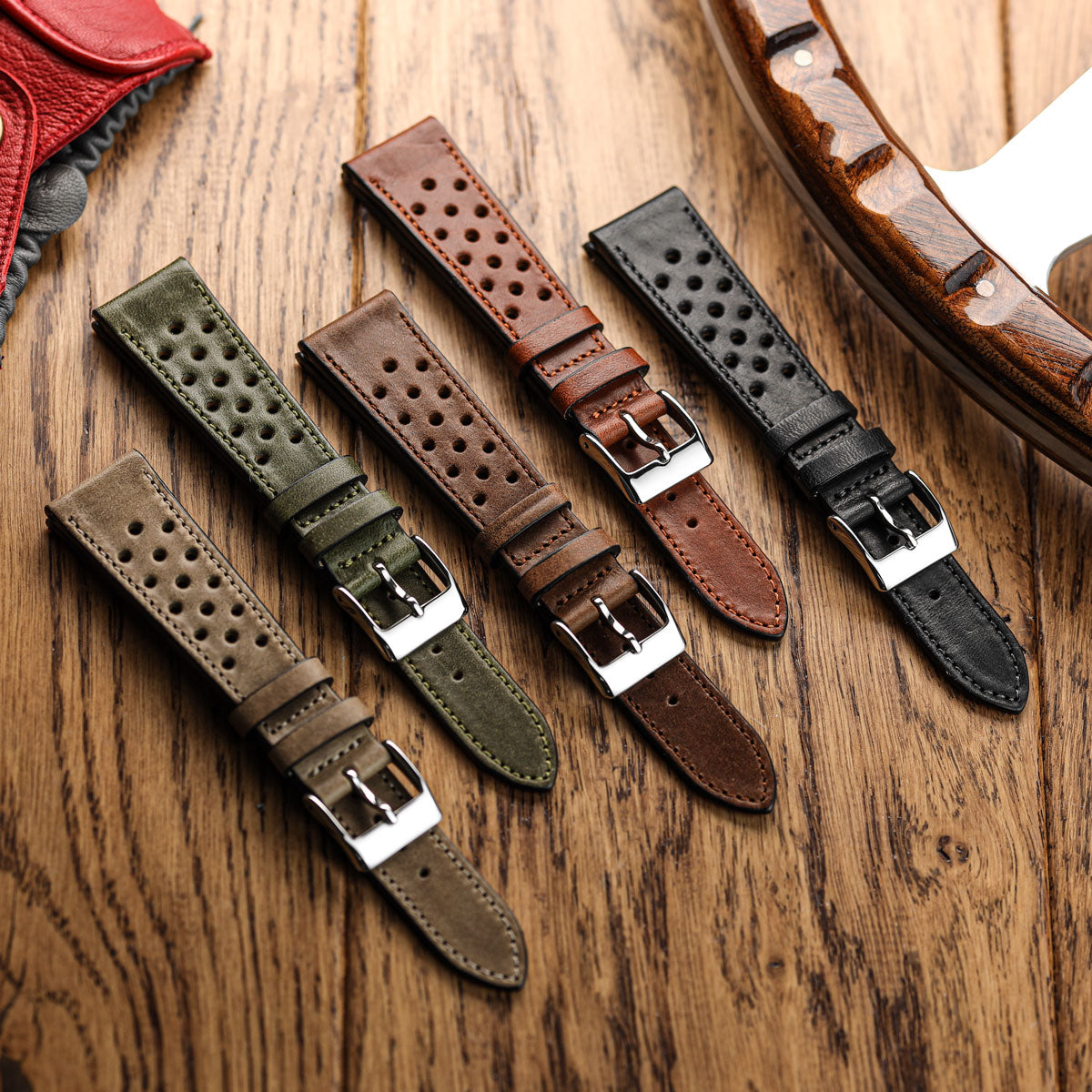 WatchGecko Missouri Perforated Leather Watch Strap Collection