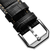 Carolina Gator Print Genuine Leather Watch Strap - Black