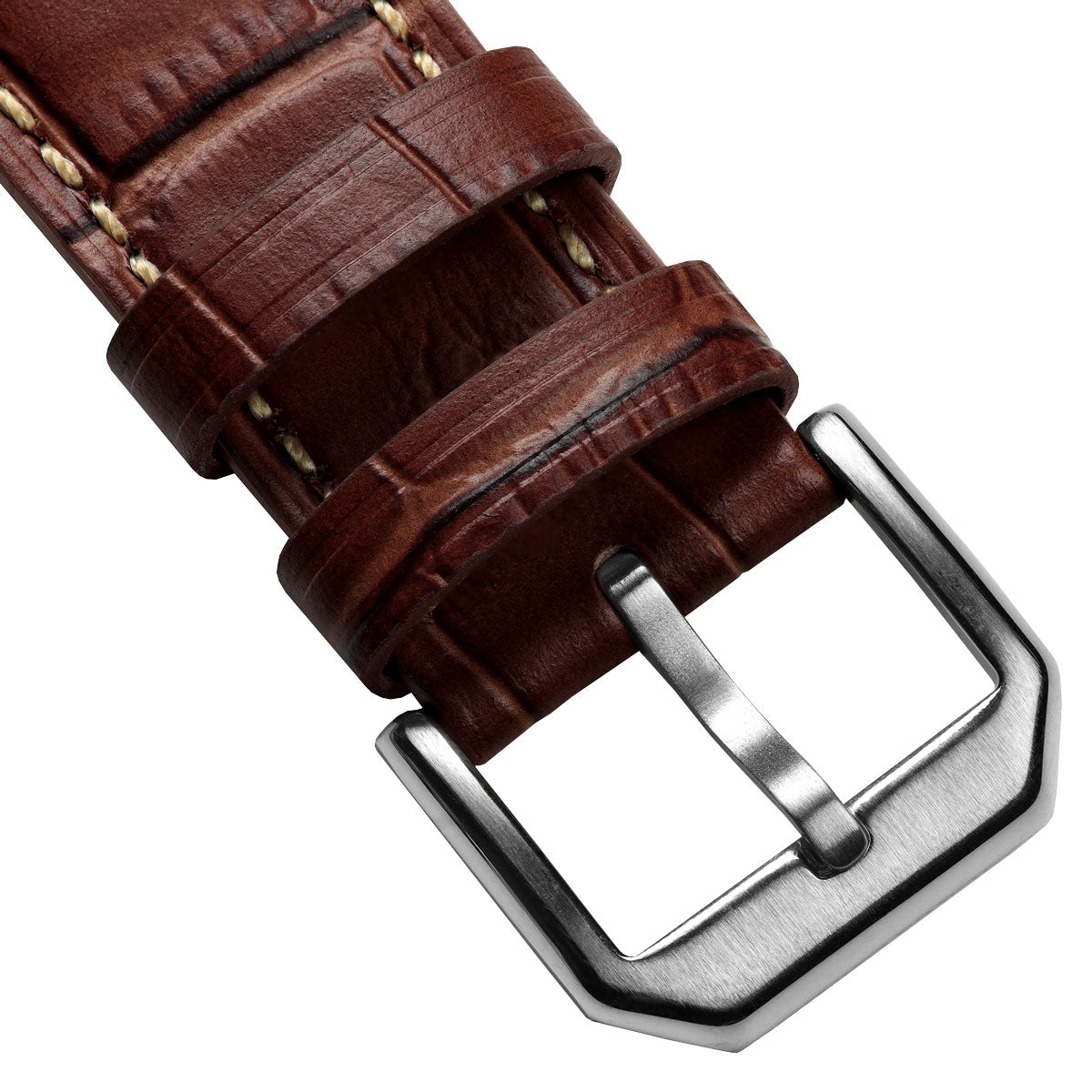 Carolina Gator Print Genuine Leather Watch Strap - Dark Brown