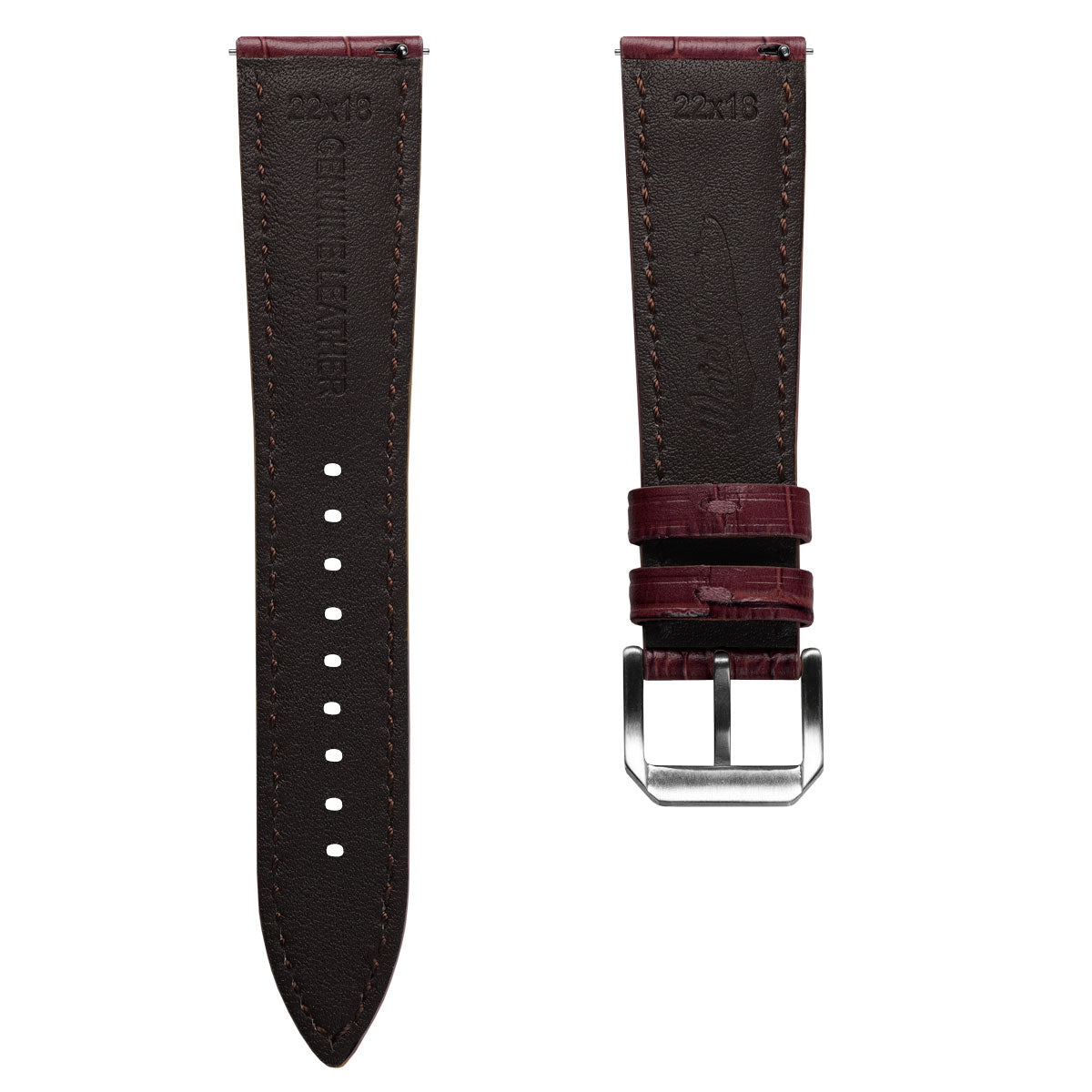 Carolina Gator Print Genuine Leather Watch Strap - Red