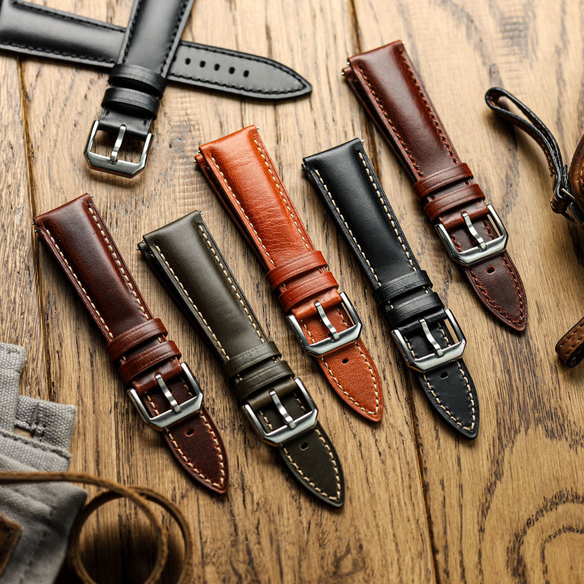 Tenby Classic Padded Genuine Leather Watch Strap Range