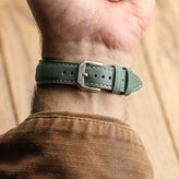 Whitby Vintage Padded Leather Watch Strap - Sage Green