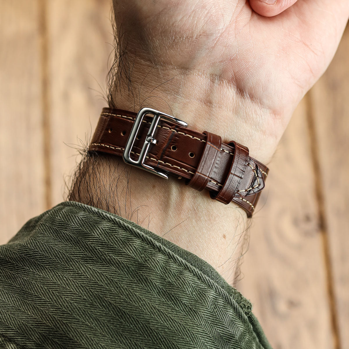 Brixham Special Buckle Gator Watch Strap - Brown