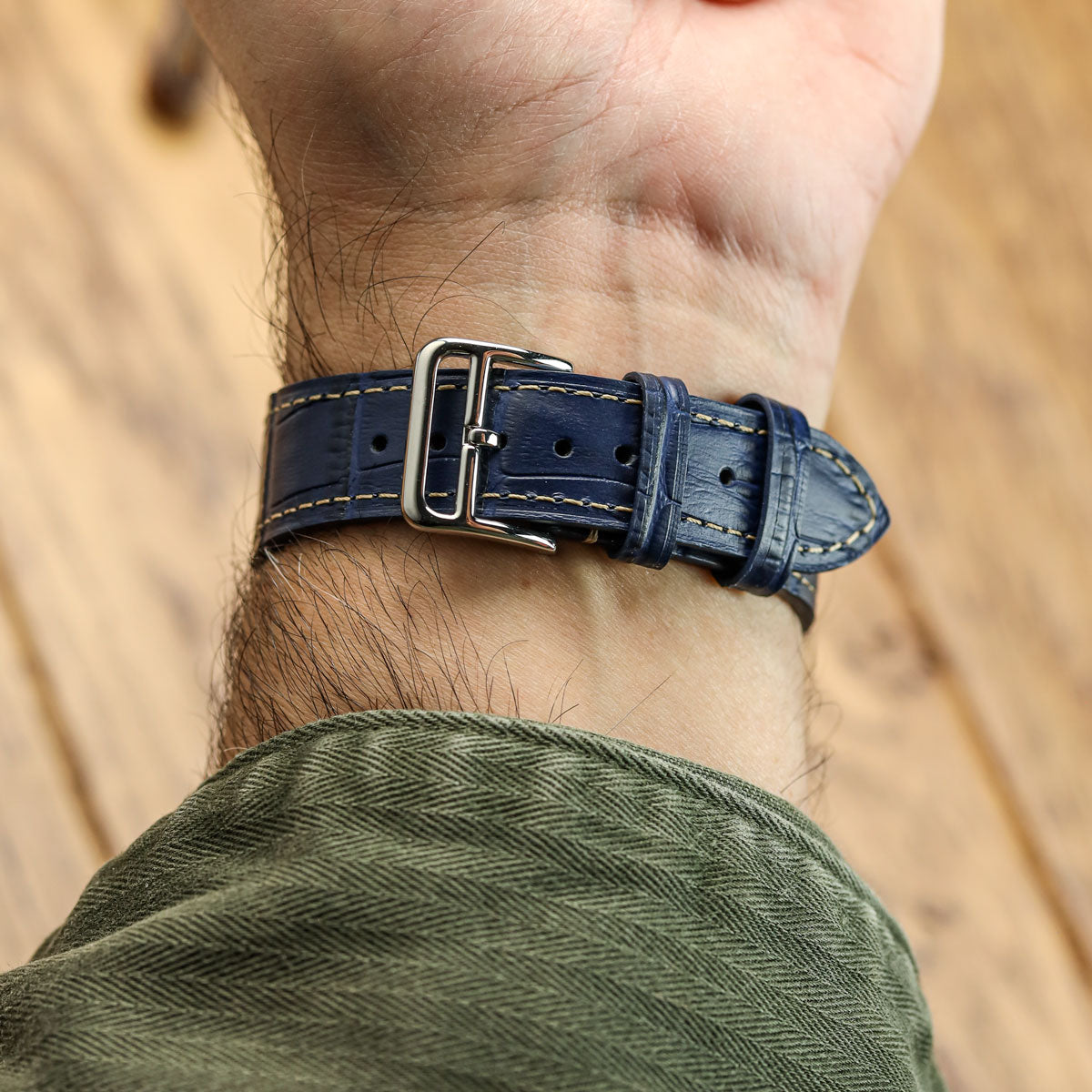 Brixham Special Buckle Gator Watch Strap - Blue