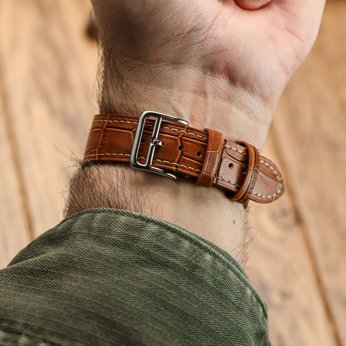 Brixham Special Buckle Gator Watch Strap - Tan