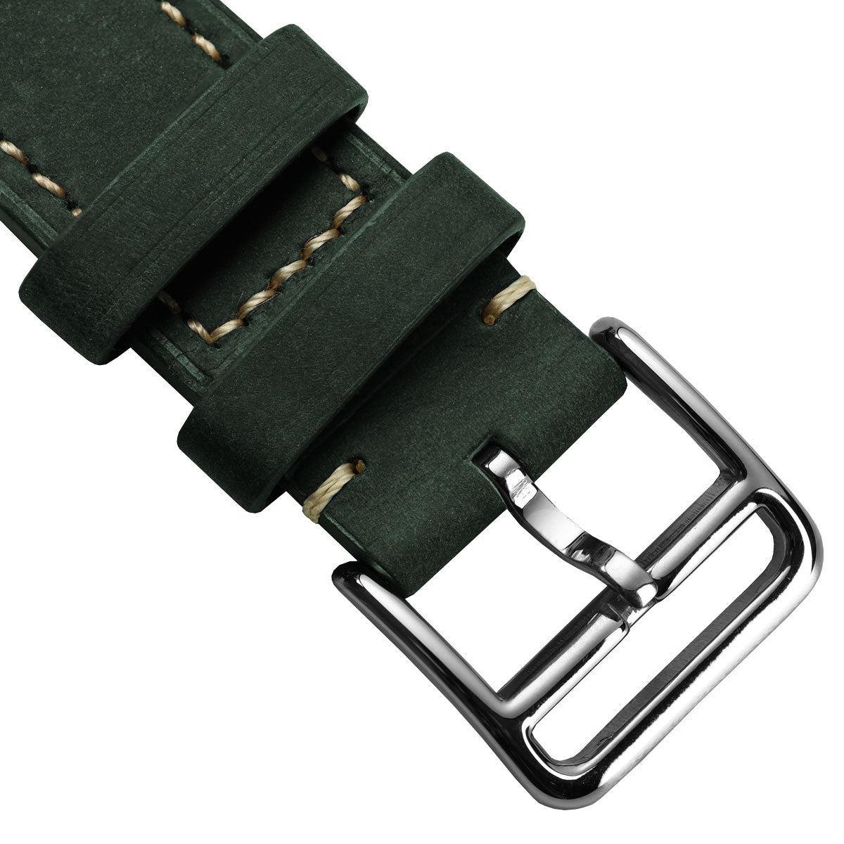 Brixham Special Buckle Classic Leather Watch Strap - Vintage Green