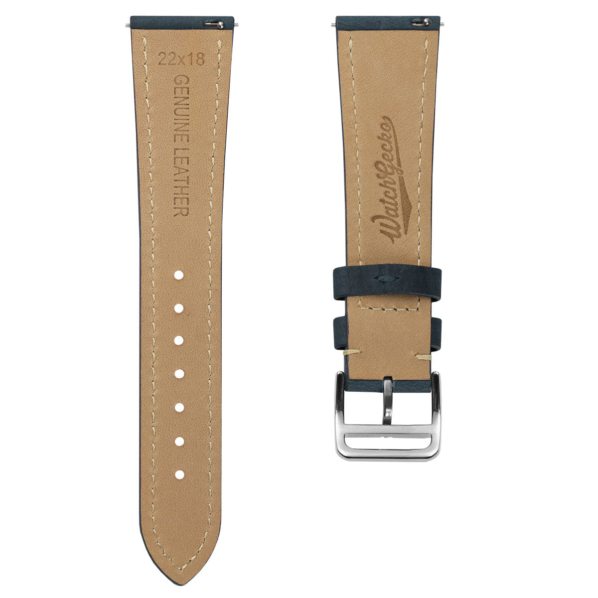 Brixham Special Buckle Crazy Horse Leather Watch Strap - Vintage Blue