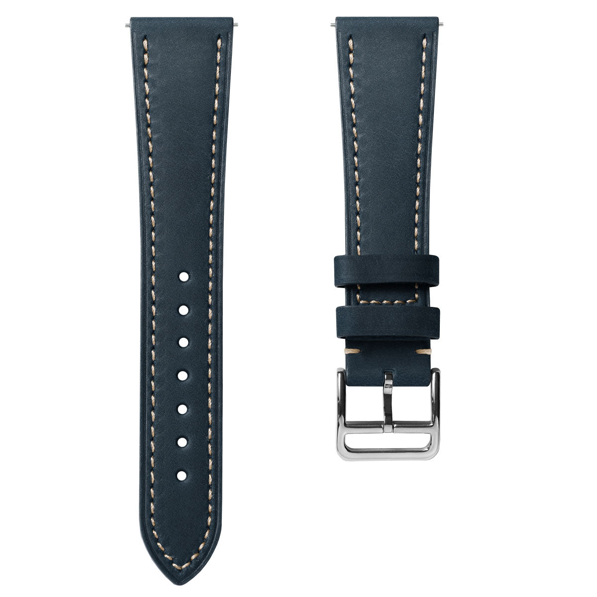 Brixham Special Buckle Crazy Horse Leather Watch Strap - Vintage Blue