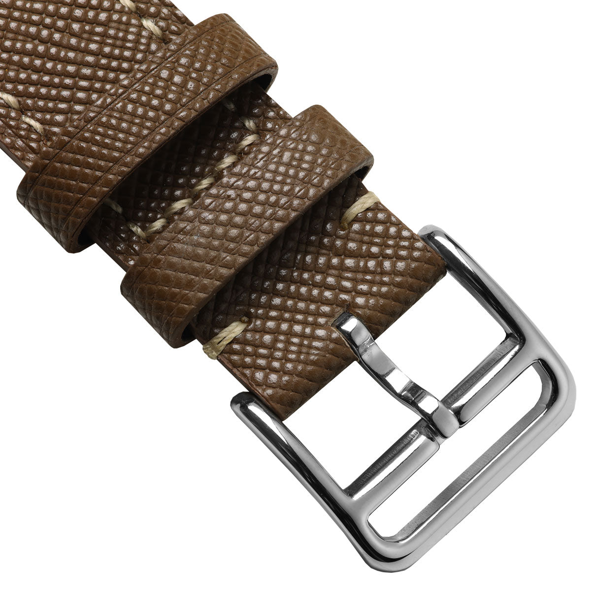 Brixham Special Buckle Saffiano Leather Watch Strap - Brown