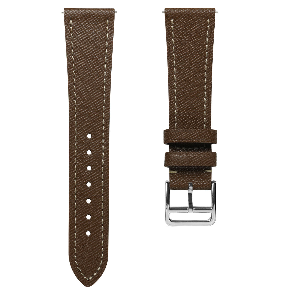 Brixham Special Buckle Saffiano Leather Watch Strap - Brown