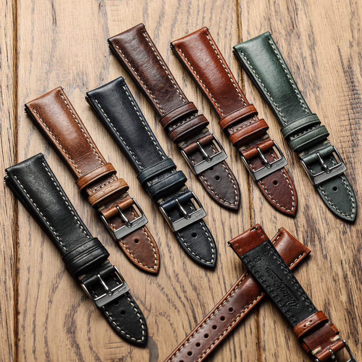 Classic Highley Genuine Leather Watch Strap - Black