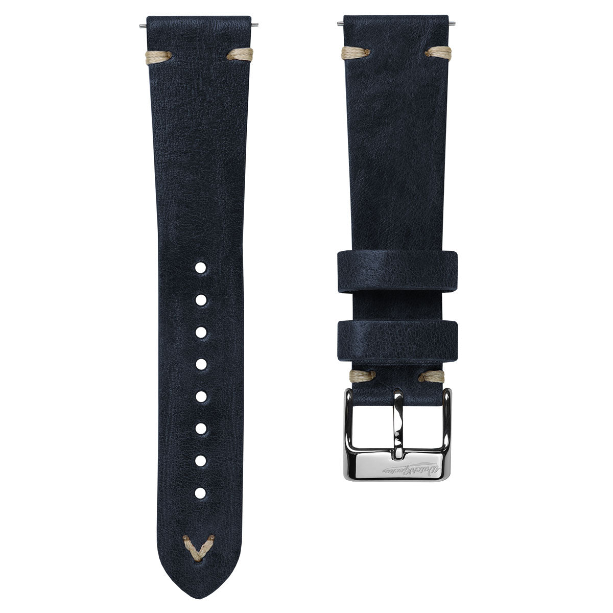 Simple Handmade Italian Leather Watch Strap - Blue | WatchGecko