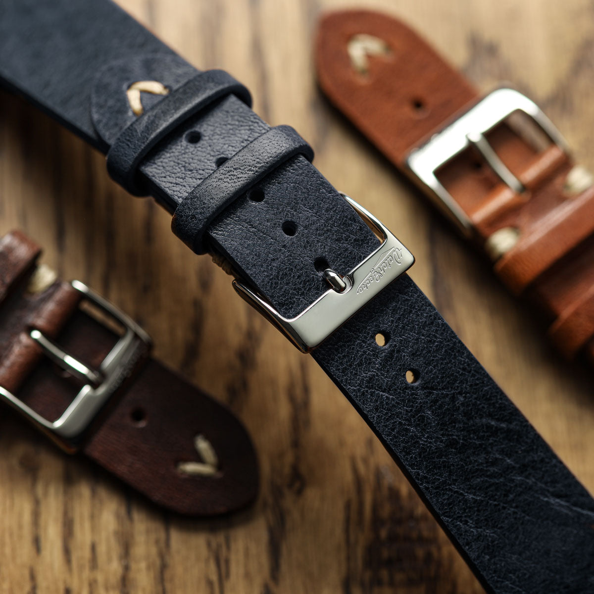 Classic Simple Handmade Italian Leather Watch Strap - Blue