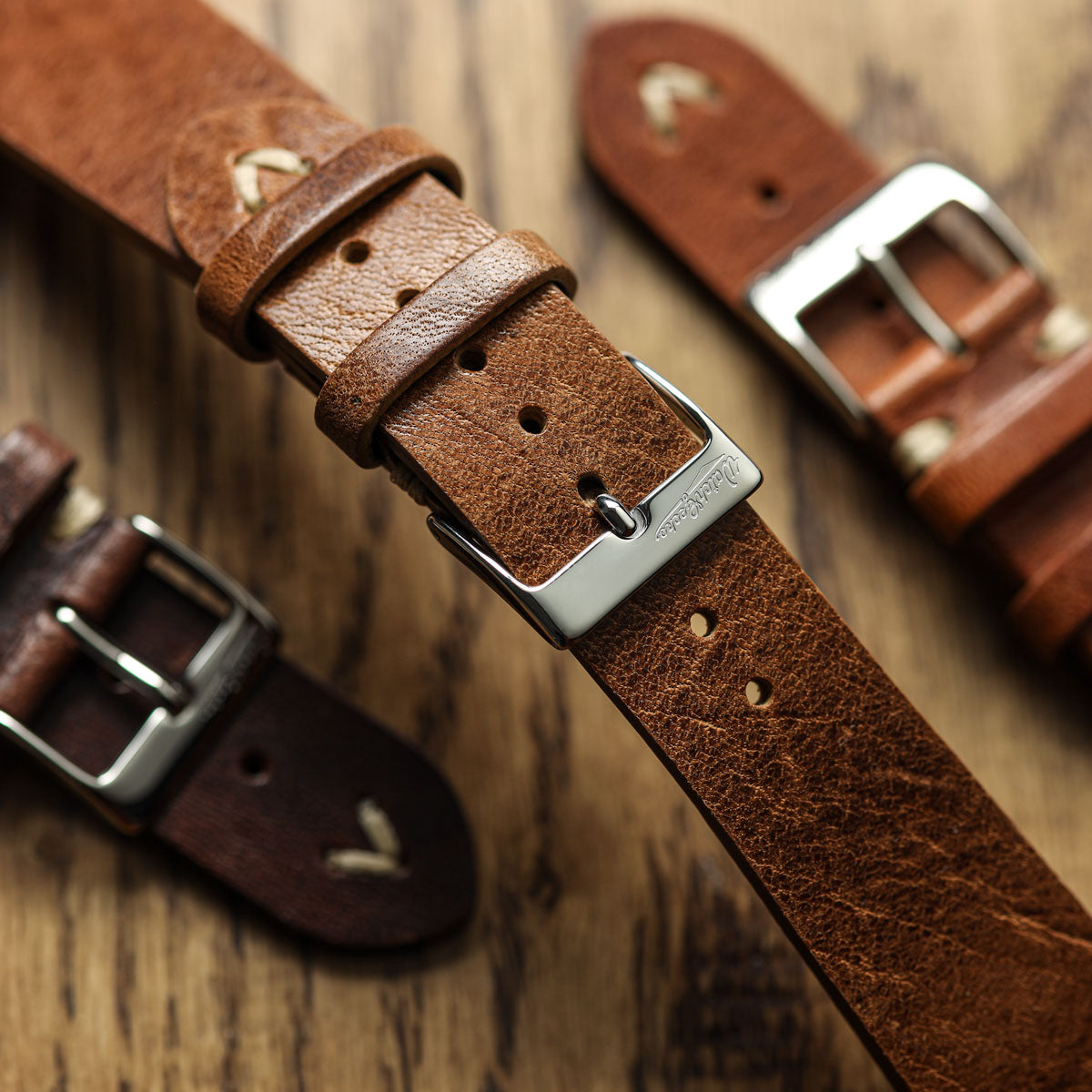 Classic Simple Handmade Italian Leather Watch Strap - Reddish Brown