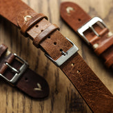 Classic Simple Handmade Italian Leather Watch Strap - Light Brown