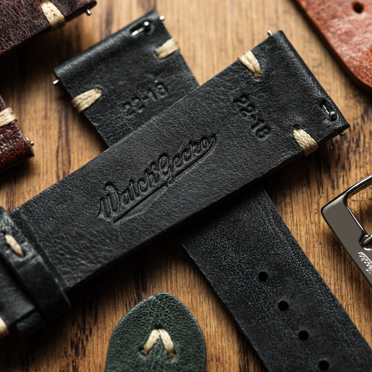 Classic Simple Handmade Italian Leather Watch Strap - Black