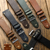 Classic Simple Handmade Italian Leather Watch Strap - Black