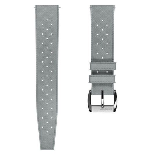 Vintage Style Perforated Rubber Watch Strap - Grey