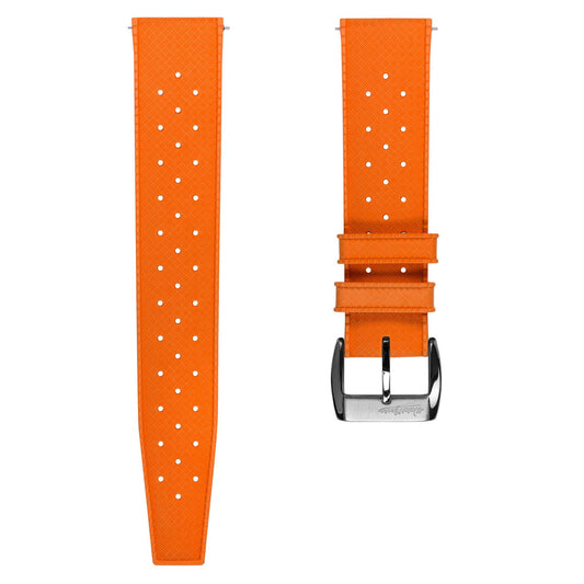 Vintage Style Perforated Rubber Watch Strap - Orange