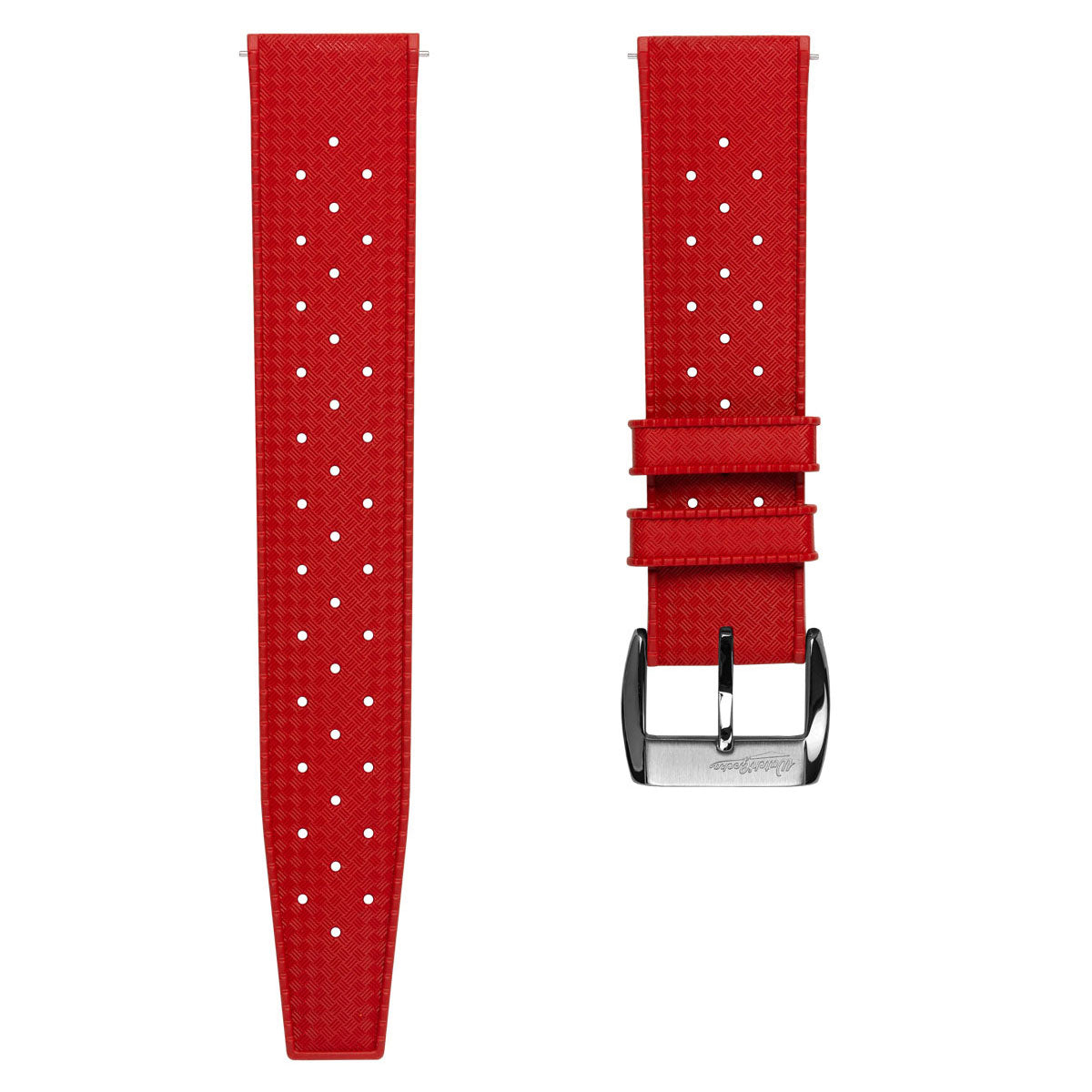 WatchGecko Vintage Tropical Style Rubber Watch Strap - Red