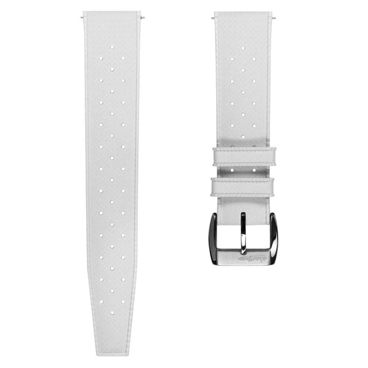 Vintage Style Perforated Rubber Watch Strap - White