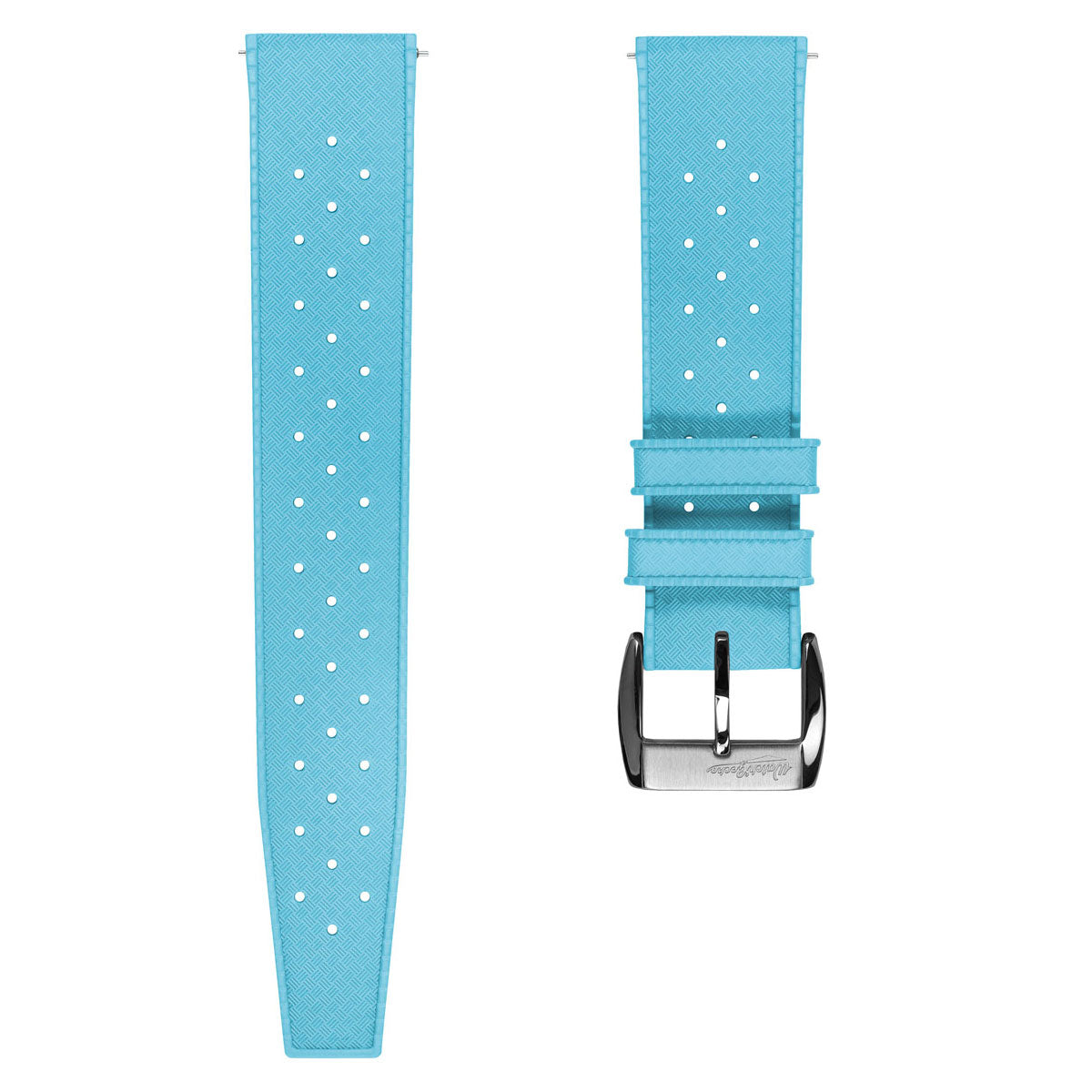 WatchGecko Vintage Tropical Style FKM Rubber Watch Strap - Light Blue