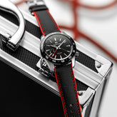 WatchGecko ChronoFKM Rubber Watch Strap -  Black & Red