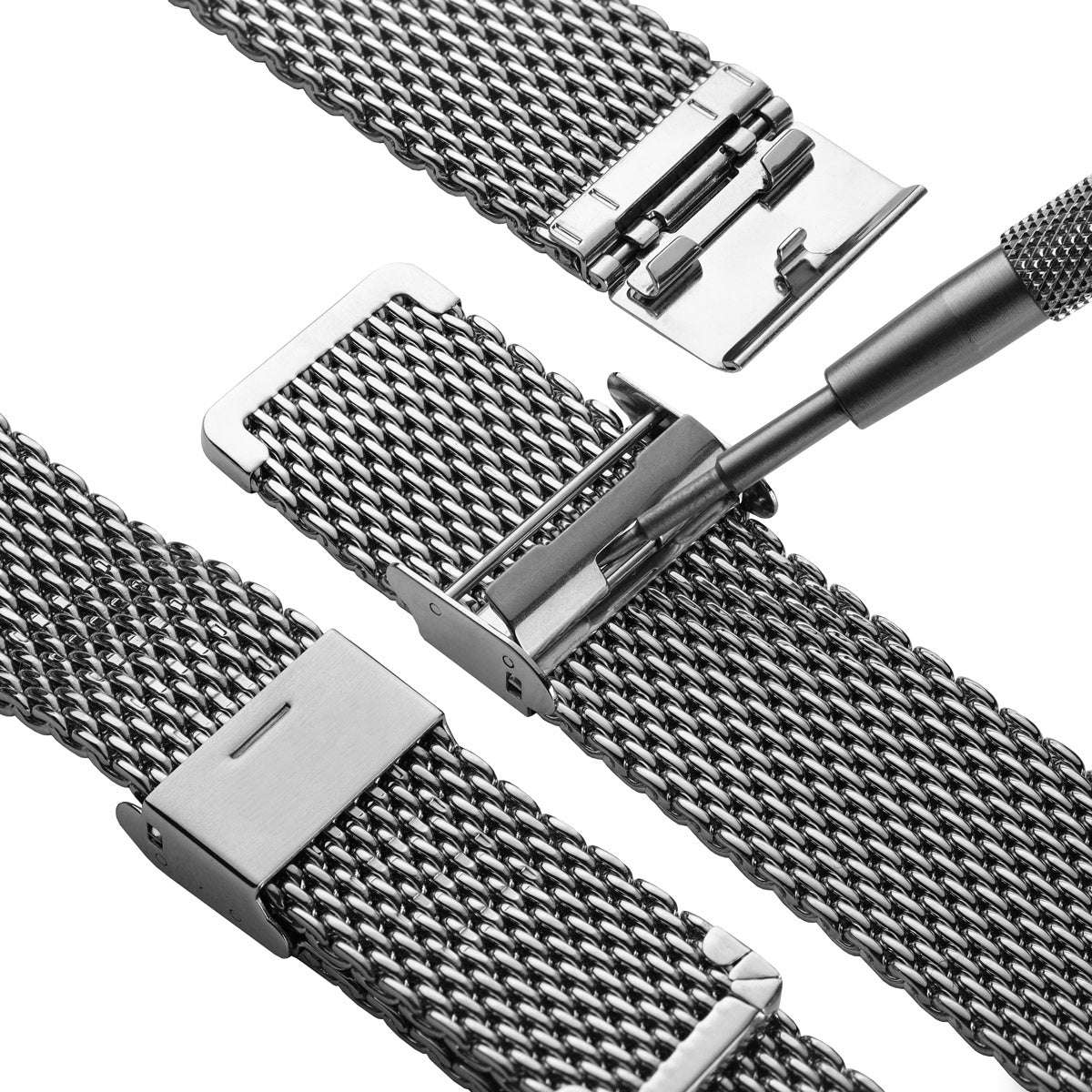 Classic Style Stainless Steel Milanese Mesh Watch Strap - Polished