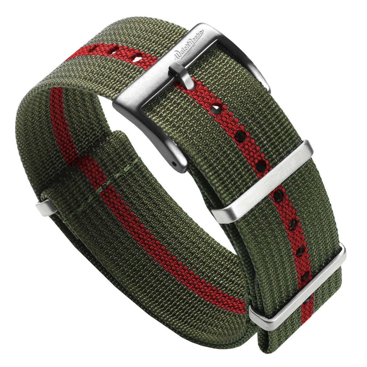 WatchGecko Ridge British Military Watch Strap - Green & Red