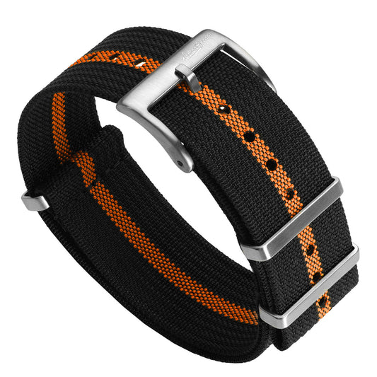 WatchGecko Ridge British Military Watch Strap - Black & Orange