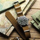 WatchGecko Ridge Military Nylon Watch Strap - Brown