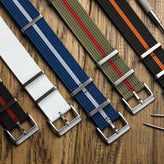 WatchGecko Ridge British Military Watch Strap - Navy & White Stripe